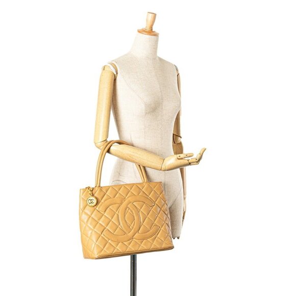 CHANEL Brown Caviar Leather Logo Tote Bag - Picture 13 of 13